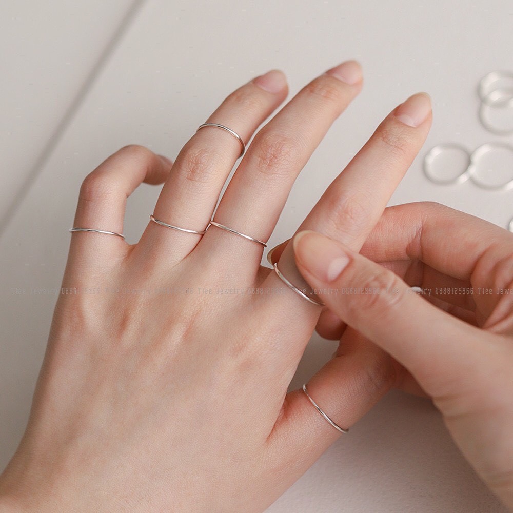 Nhẫn bạc Tlee, nhẫn tròn trơn basic cá tinh, đơn giản - TleeJewelry NN030