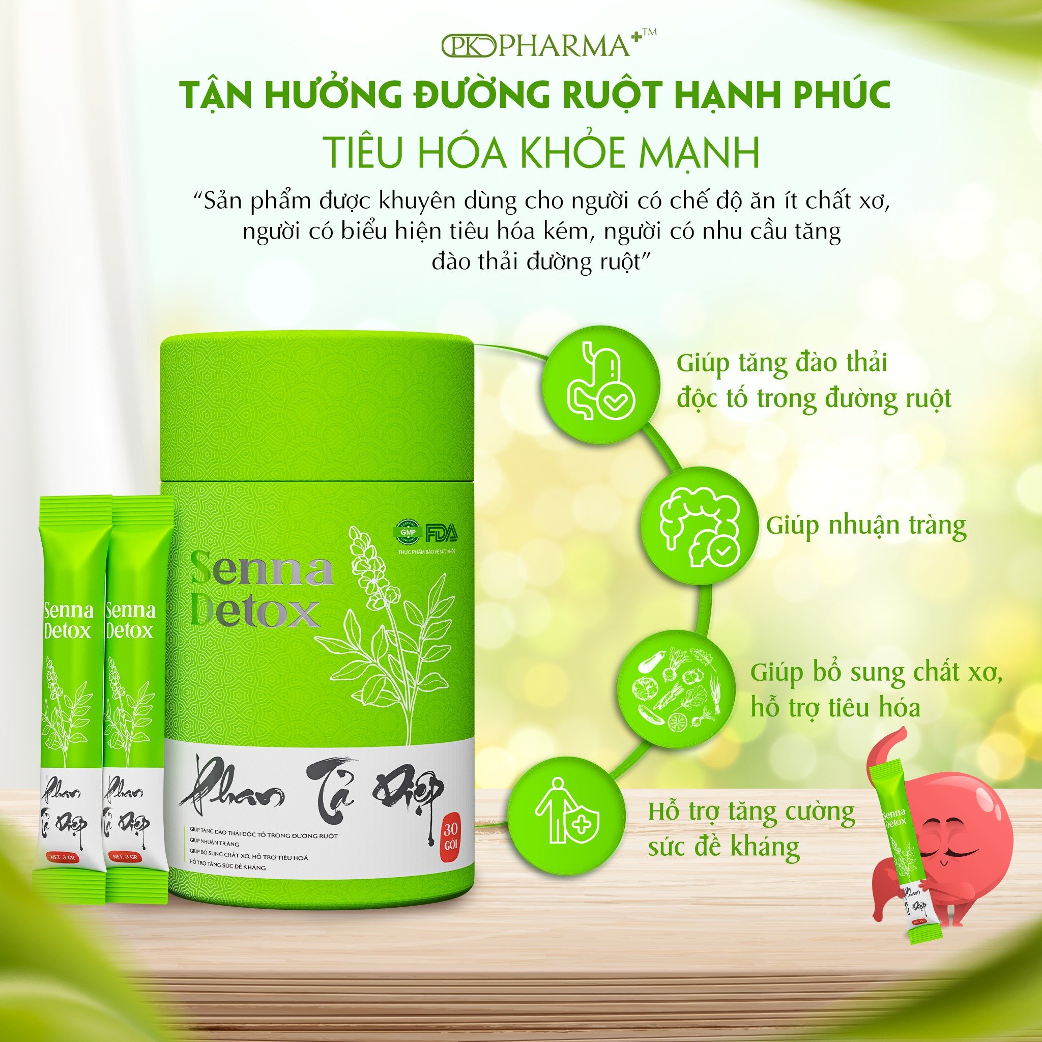 [Mới] PHAN TẢ DIỆP SENNA DETOX THẢI ĐỘC RUỘT PK PHARMA [ Tặng 1 mặt nạ thủy tinh ]