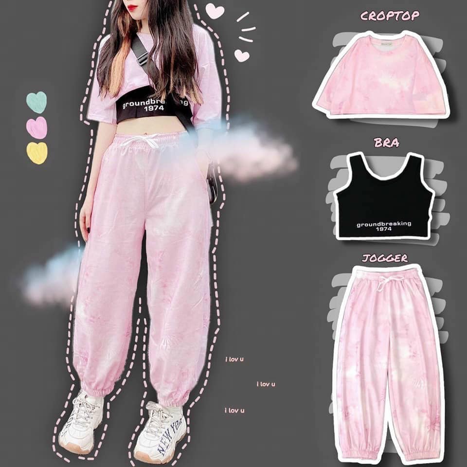 Set croptop 3 món loang màu Bigsize