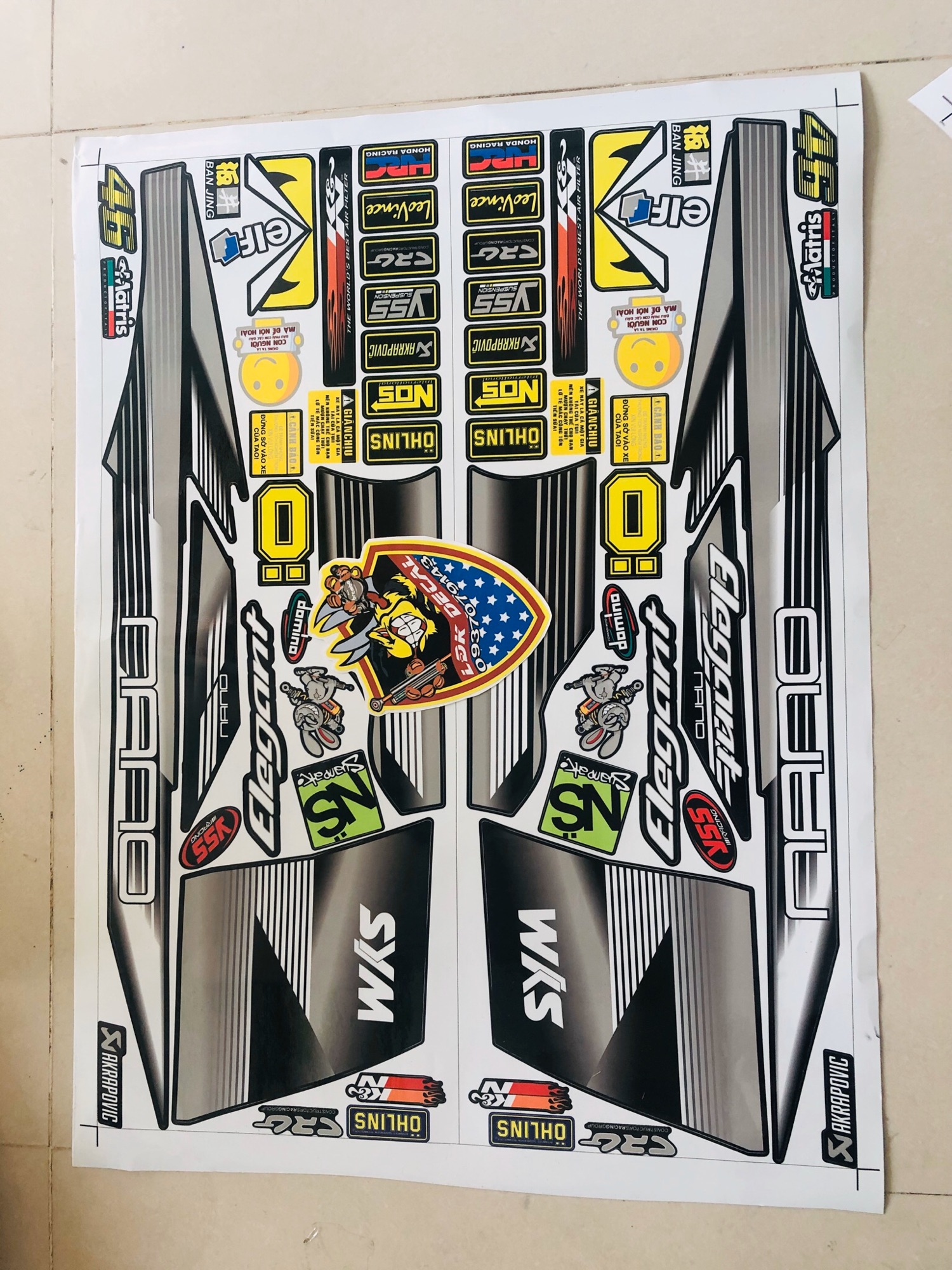 [ QUÍ KHÁCH VUI LÒNG MANG TEM RA TIỆM CHO THỢ DÁN] TEM RỜI elegant 50 spark nano dán xe đen