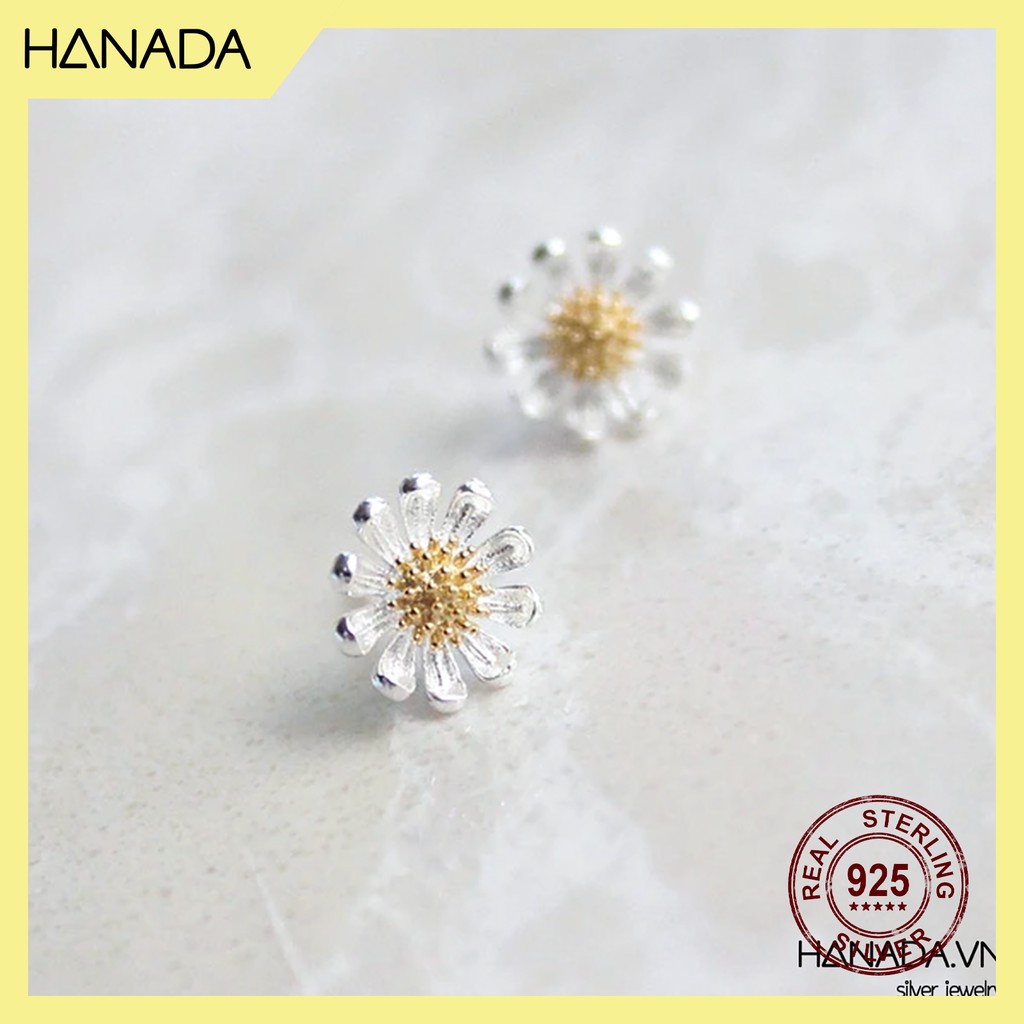 Bông tai bạc 925 hanada hoa cúc 0336