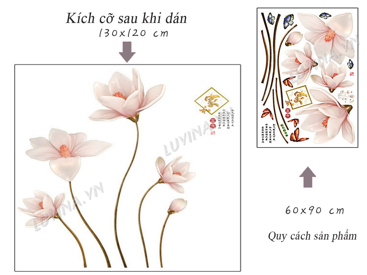 [HCM]DECAL DÁN TƯỜNG HOA BÚP HỒNG