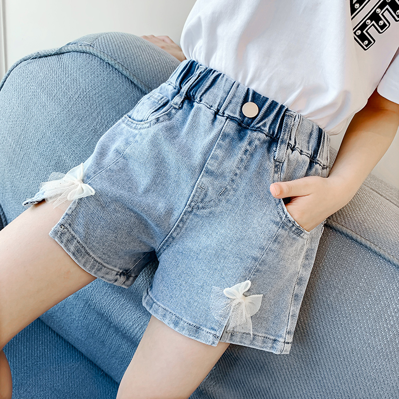 DIIMUU Kids Girls Fashion Denim Shorts Children Wear Bottoms Elastic Waist