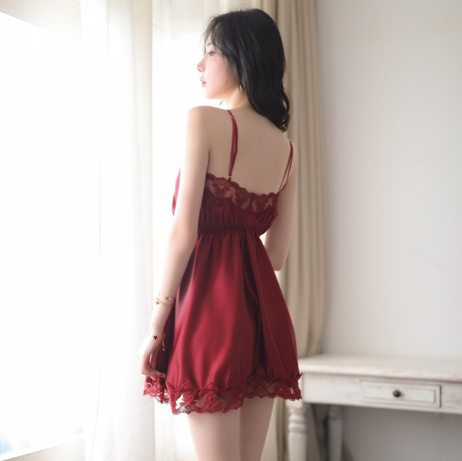Váy ngủ lụa thái ren ngực