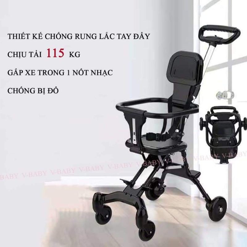 Xe đẩy du lịch cho bé, xe đảo chiều gấp gọn dành cho bé từ 8 tháng - KAWAII BABY