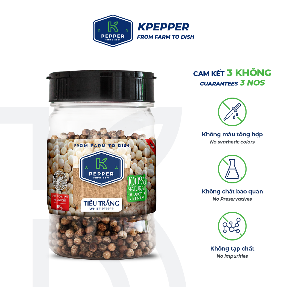 Tiêu trắng hạt hũ 85gr - K Pepper 1 Hũ