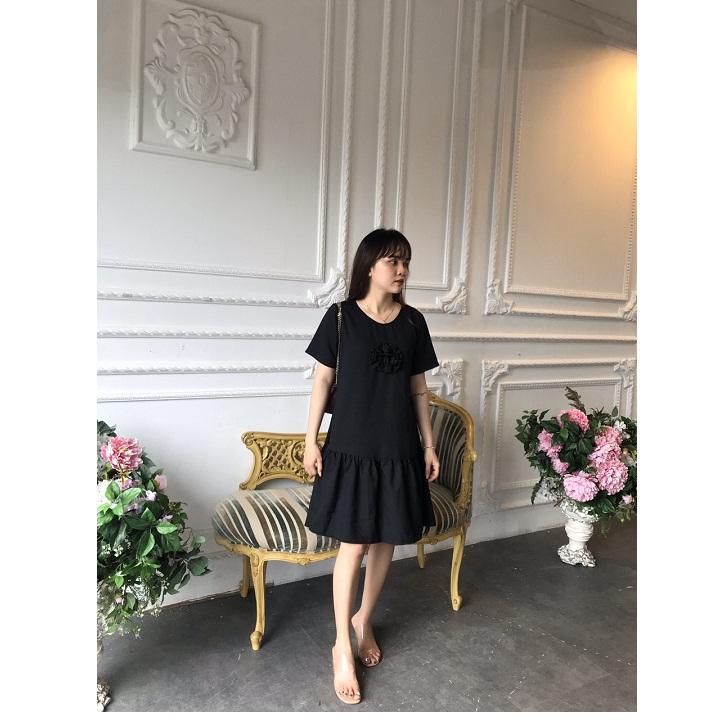 đầm bầu suông đuôi cá hoa ngực