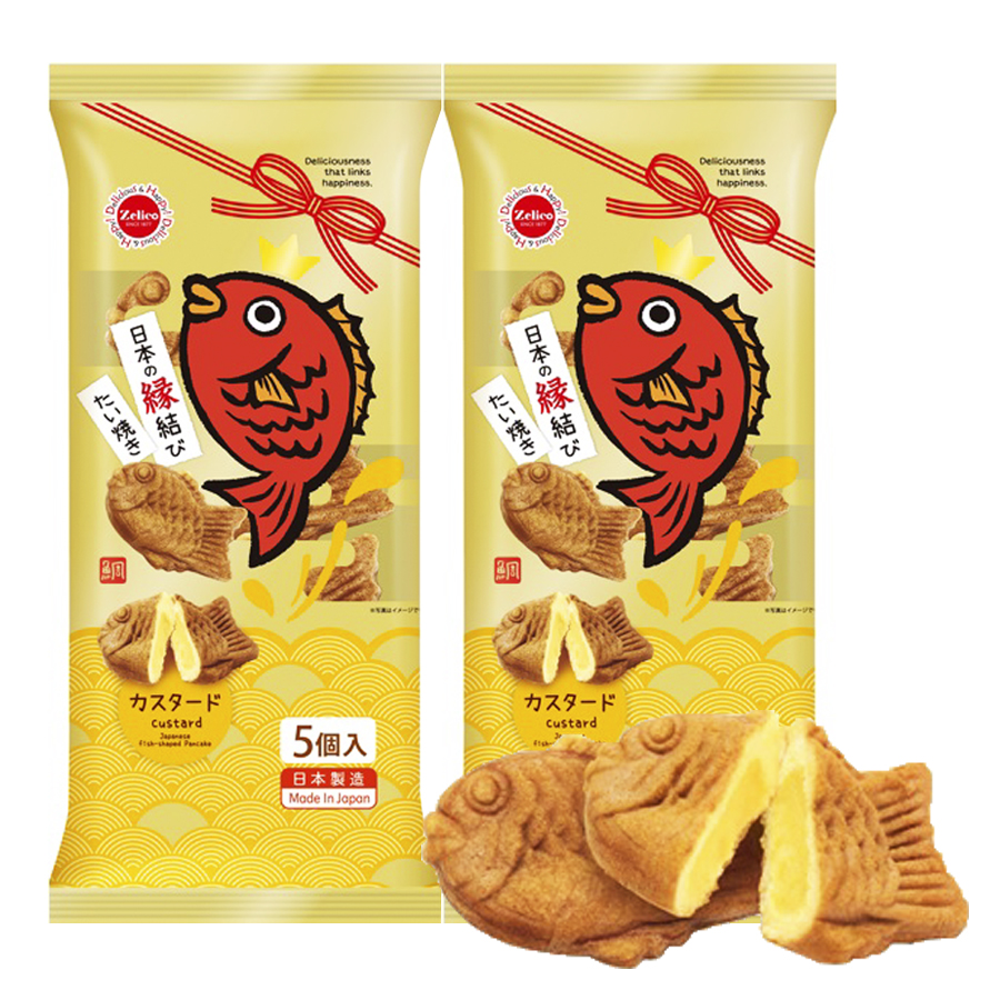 Bánh cá Taiyaki nhân kem sữa, đậu đỏ gói 5 cái 175g