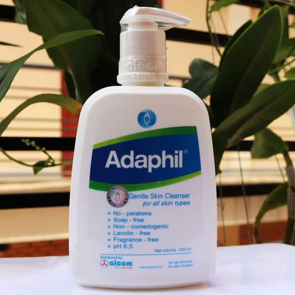 Adaphil sữa rửa mặt dịu nhẹ lành tính, ngừa mụn chai 125ml và 500ml