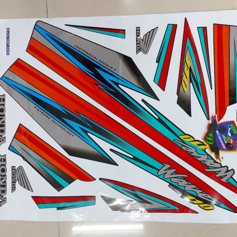 [HCM]Tem xe wave nhỏ tem rời 3 lớp bóng dán xe đen