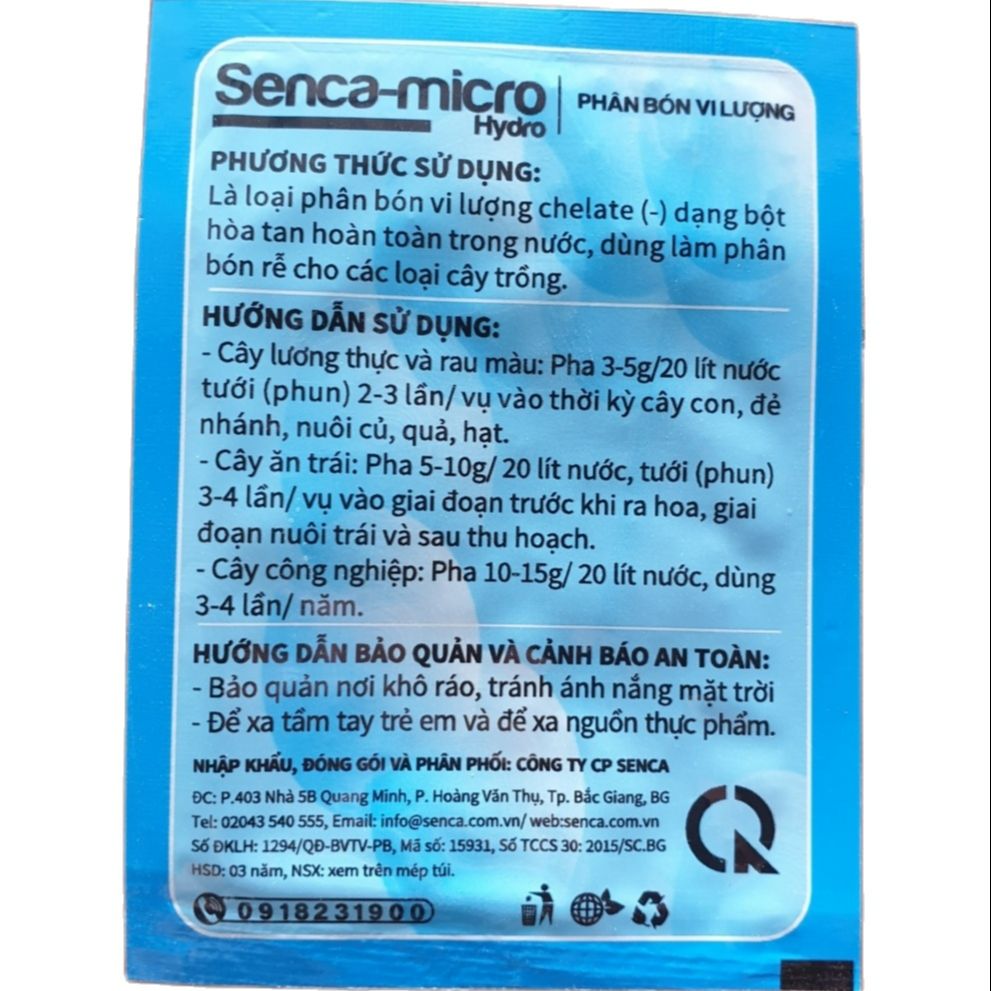 💎Phân bón vi lượng Senca - micro hydro.. (2,5g) 🌱