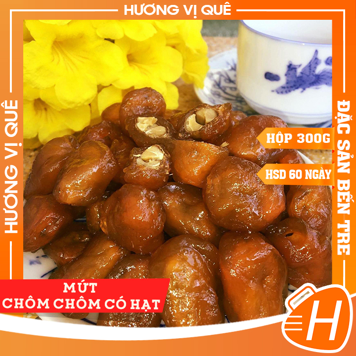 Mứt Chôm Chôm Có Hạt - Hộp 300g - Đặc Sản Bến Tre