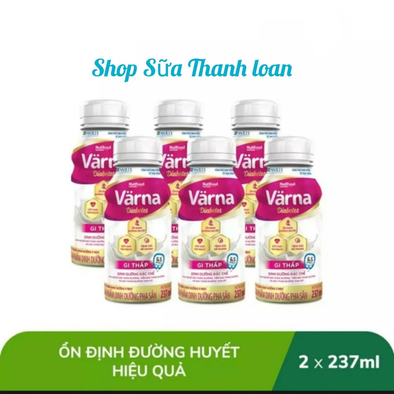 (HSD T11-2025) Lốc 6 Chai Sữa Pha Sẵn Nutifood Varna Diabetes 237ml.