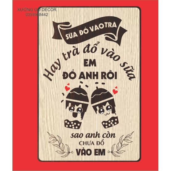 Sét 3 Tranh Trang Trí Quán Trà Sữa, Coffee Bằng Gỗ