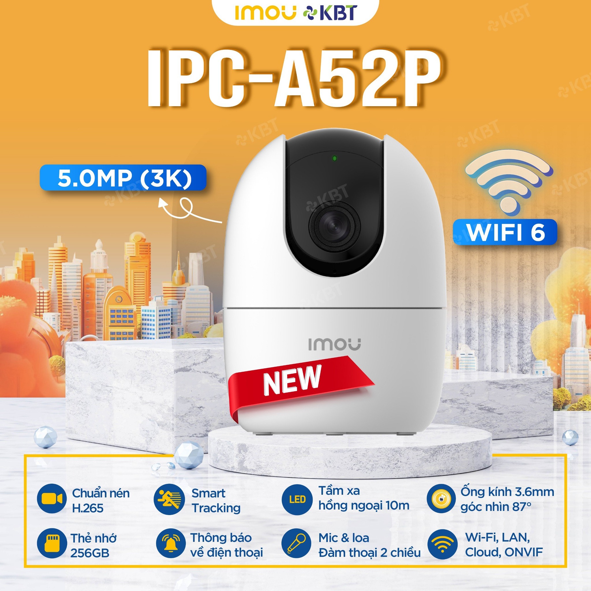 Camera Wifi 5MP 3K IMOU IPC-A52P Đàm Thoại 2 Chiều