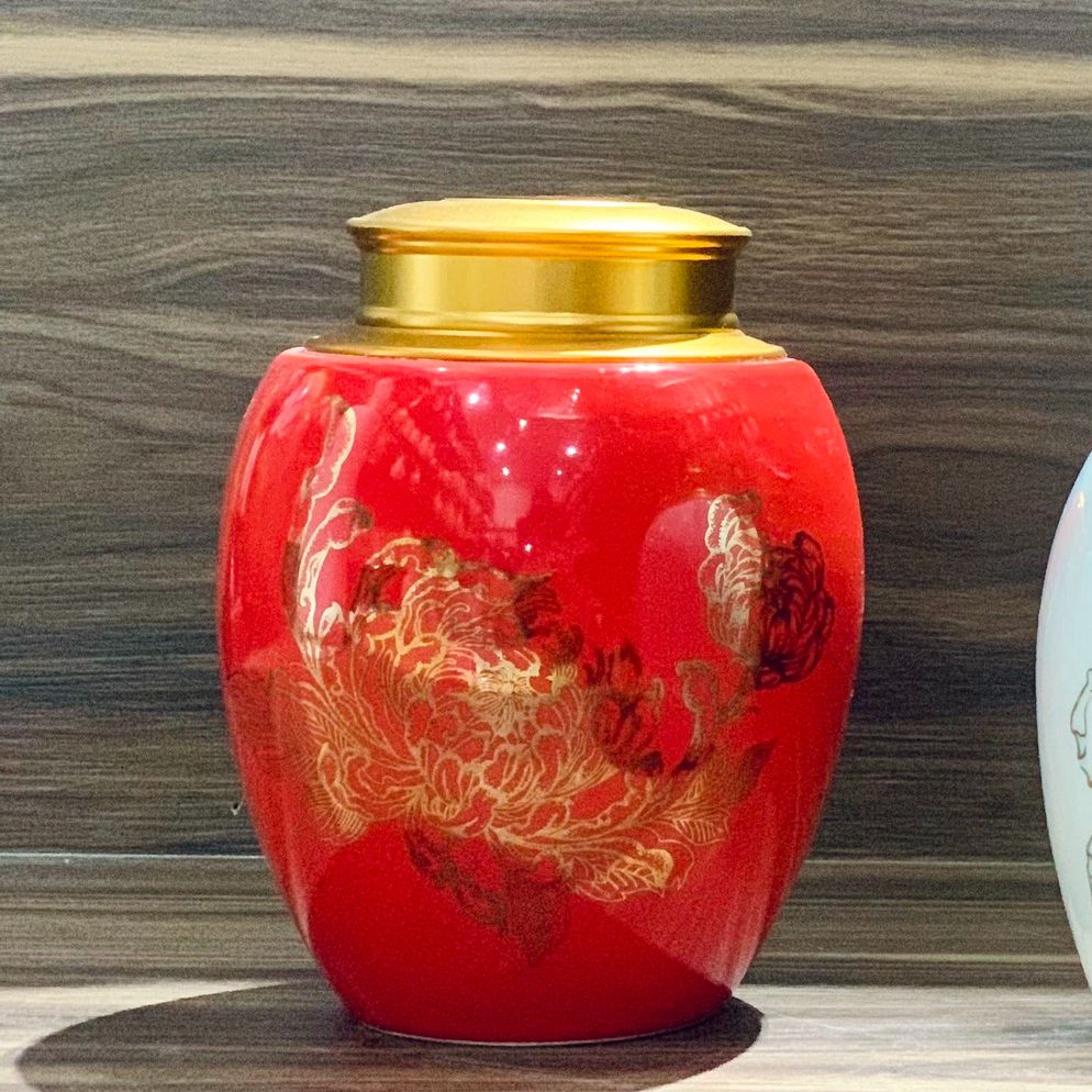 Bình trà bát tràng, bình đựng chè khô bằng sứ, hũ đựng trà gốm sứ bát tràng, lọ chè sứ