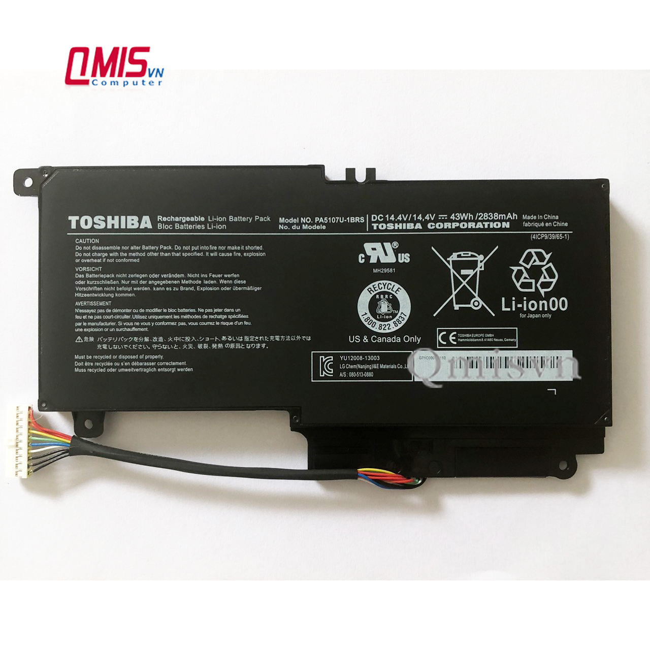 Pin laptop Toshiba Satellite  L40-A, L40d-A, L40t-A, L45-A, L45d-A, L45t-A, L45-B, L45d-B, L45t-B, L50-A, L50d-A, L50t-A, L55-A, L55d-A, L55t-A – PA5107U (ZIN) – 4 CEL