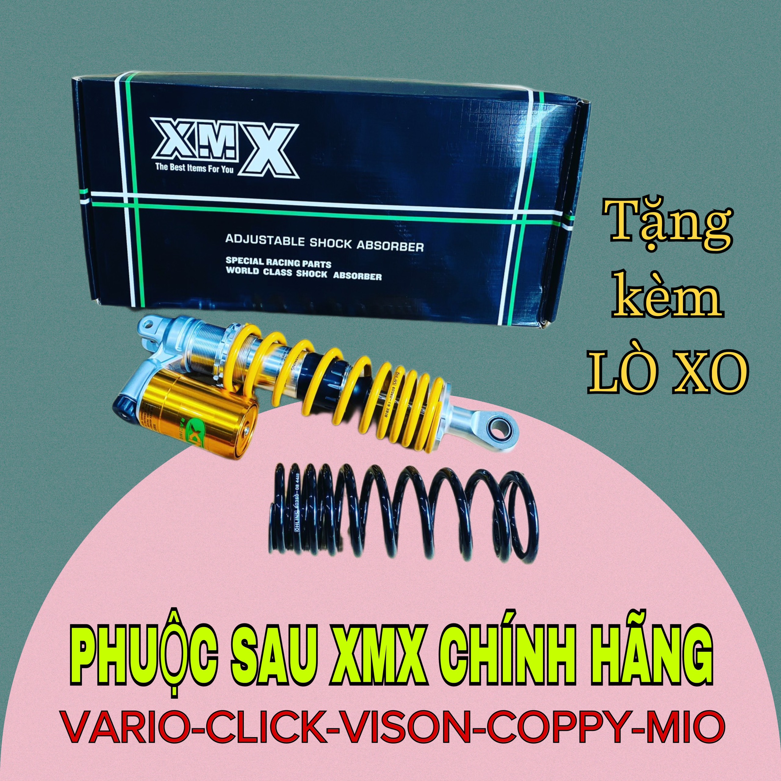 Phuộc XMX cho VARIO-VISON-COPPY-SH mode bình dầu dưới ( tặng kèm lò xo)