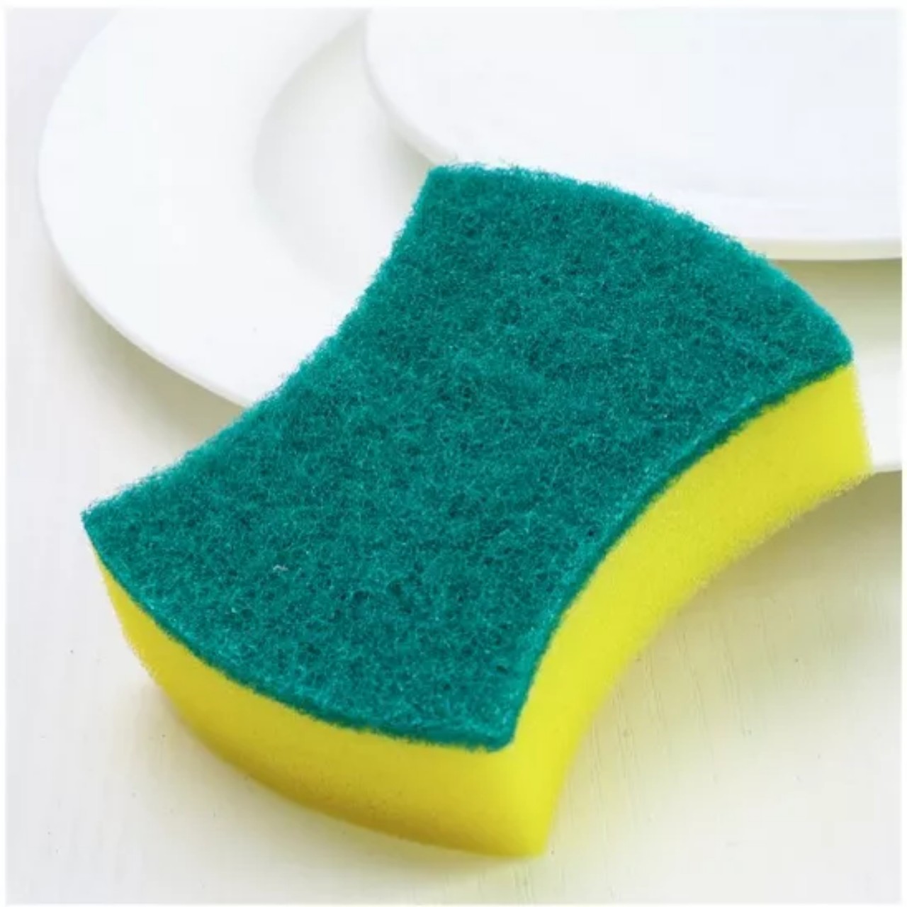 Miếng rửa chén bát mềm tạo bọt 2 mặt vòng eo xanh vàng tiện dụng - miếng bọt biển tạo bọt cọ rửa xoong nồi siêu sạch
