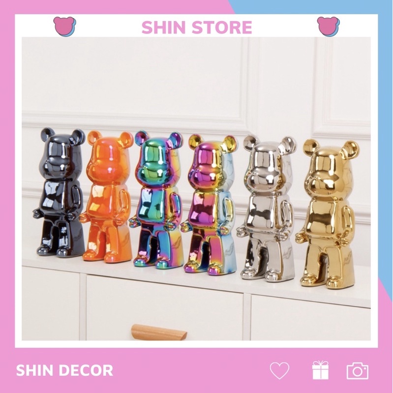 Tượng bearbrick cao cấp, mô hình bearbrick mạ tĩnh điện trang trí decor - shin store