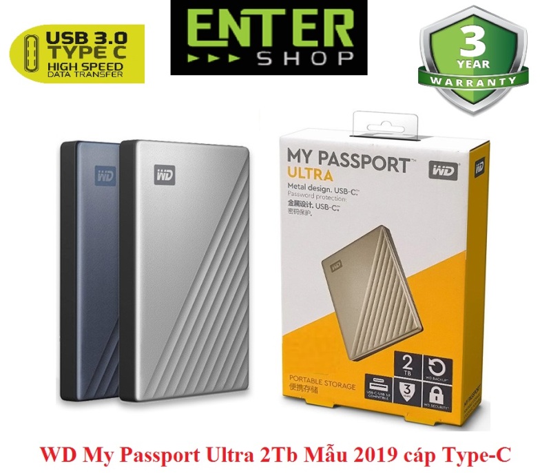 Bảng giá Ổ cứng di động WD My PassPort Ultra 2Tb Mẫu 2019 cáp Type-C Tặng túi chống sốc Phong Vũ