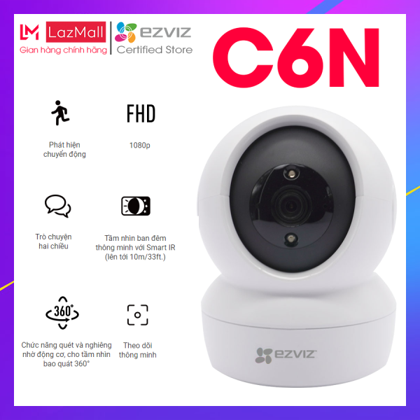 [Tư vấn 24/7] Camera EZVIZ C6N 1080P trong nhà Wireless không dây, hồng ngoại ban đêm 10m, theo dõi thông minh