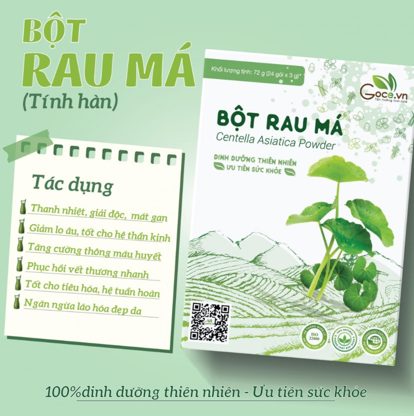 Bột Rau Má Nguyên Chất - Hộp (72gram/24 gói)