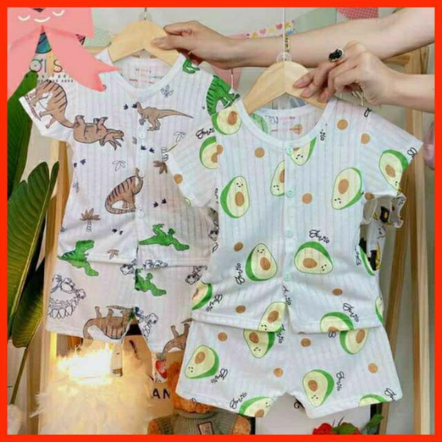 BỘ COTTON GIẤY CỘC TAY CHO BÉ 5-15 KG, CÀI CÚC GIỮA GIAO MẪU NGẪU NHIÊN - BO1