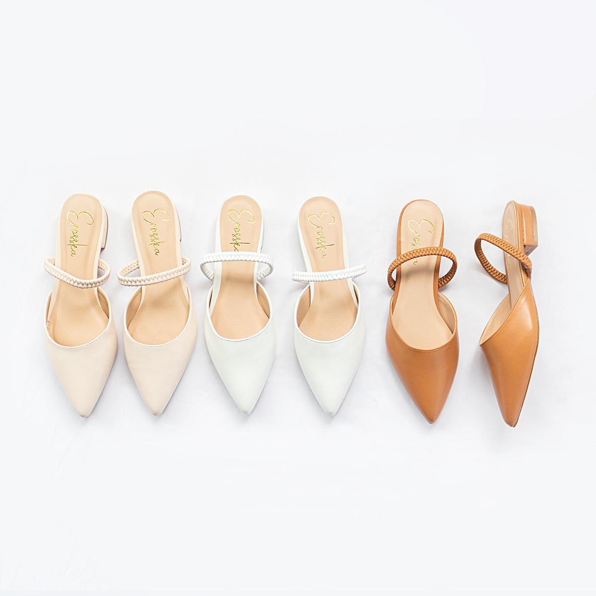 Giày nữ, giày cao gót slingback mũi nhọn cao 2cm phối dây thời trang kiểu dáng basic - EL002 (NU)