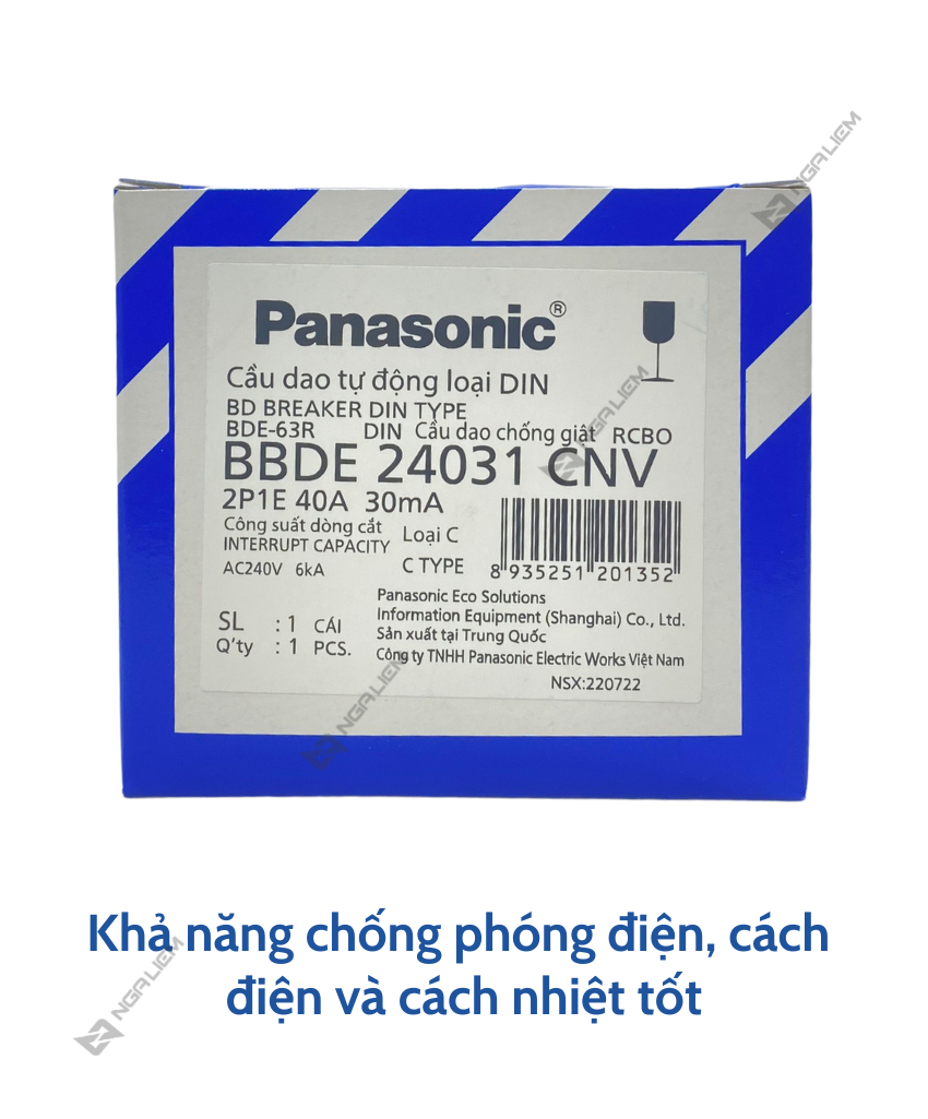CB Chống Giật 2 Pha Panasonic - 16A, 20A, 25A, 32A, 40A, 50A, 63A (RCBO)