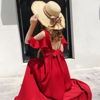red dinner dress