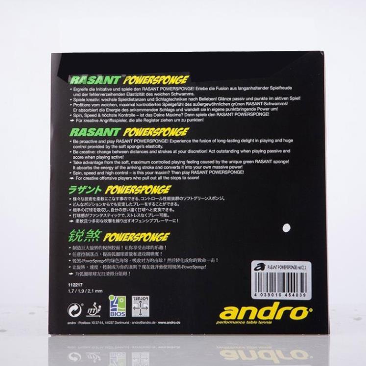 [ FREE SHIP ] Mặt Vợt Bóng Bàn Andro RASANT POWERSPONGE