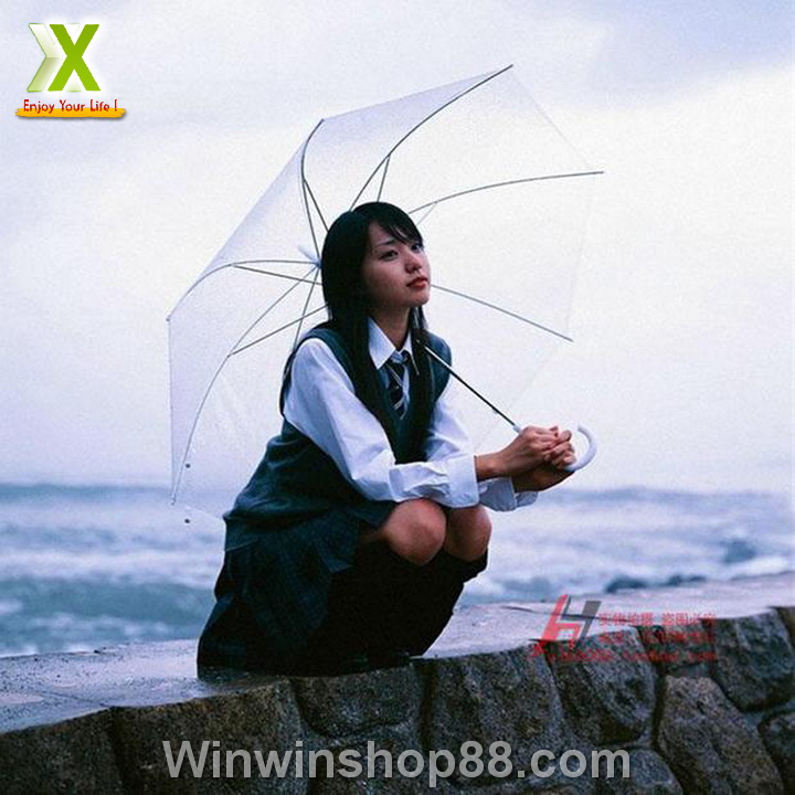 Dù trong suốt đi mưa màu hồng
