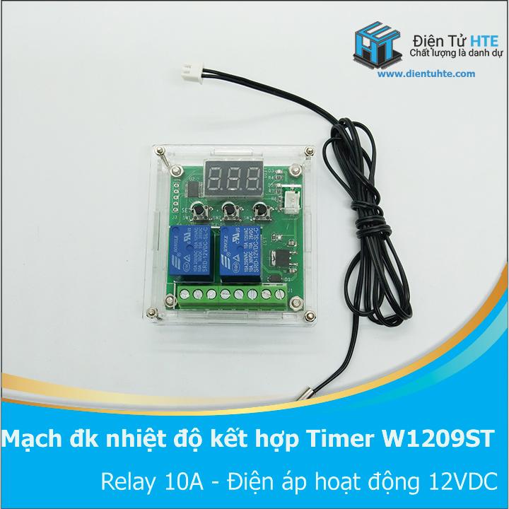 Mạch điều khiển nhiệt độ ấp trứng có Timer đảo trứng HTE-W1209ST V3 có vỏ Mica - Đếm ngày ấp