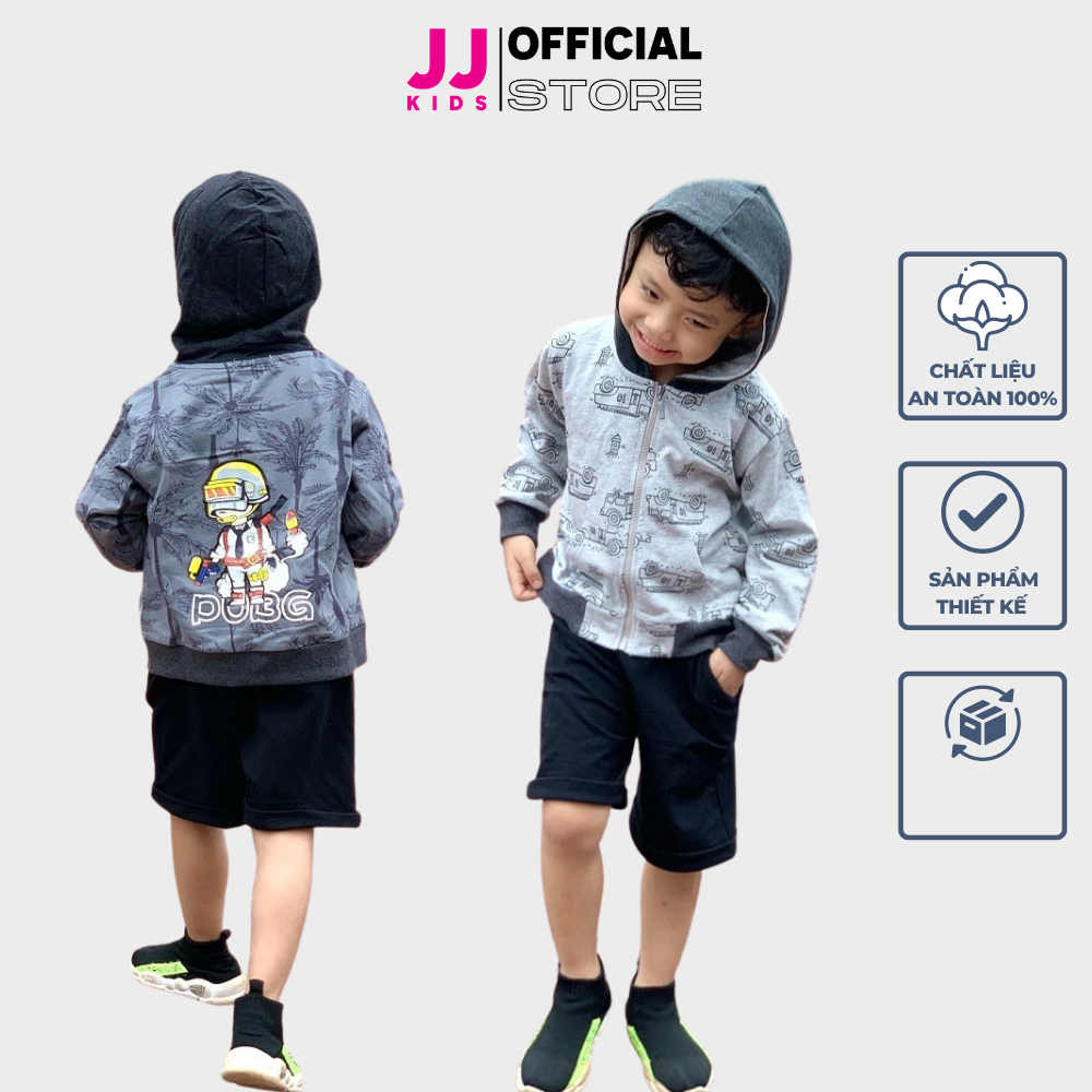 Áo khoác cho bé trai bé gái, áo khoác hoạt tiết hoạt hình khủng long dễ thương| FREESHIP MAX - JJ Kids Fashion