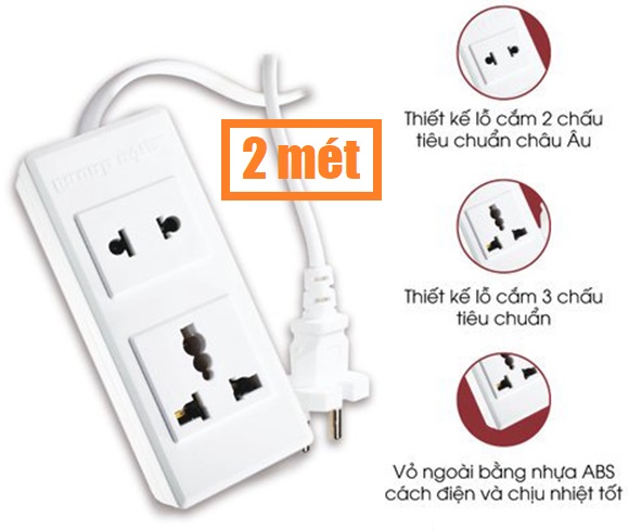 Ổ cắm 2 lỗ điện quang 5 mét đq 001a-02