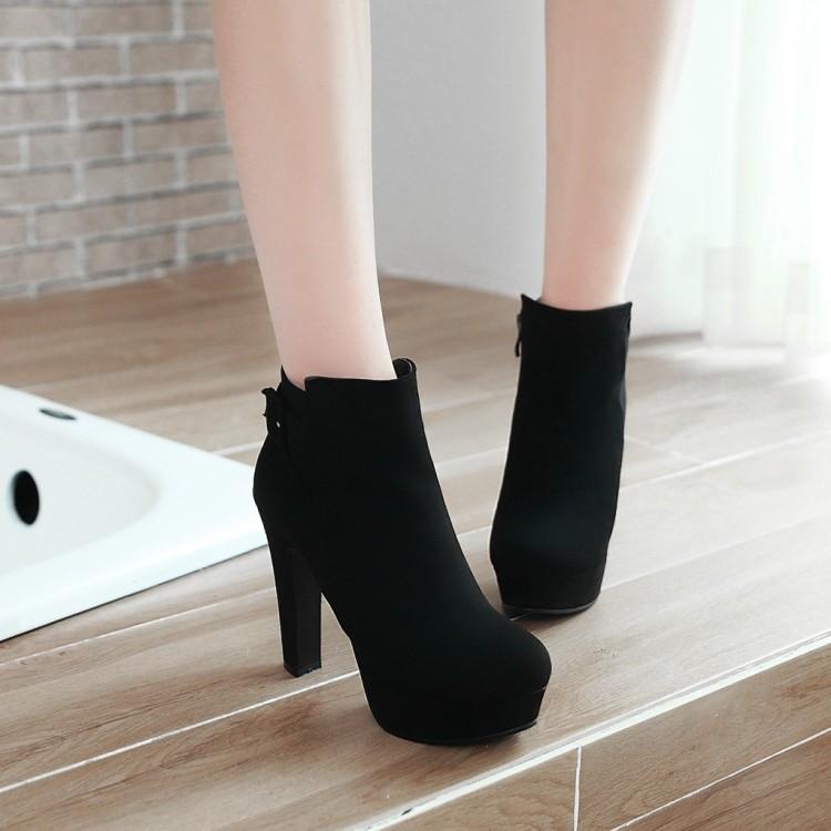 Boot nữ cao gót 12cm da lộn SÀNH ĐIỆU GBN6701