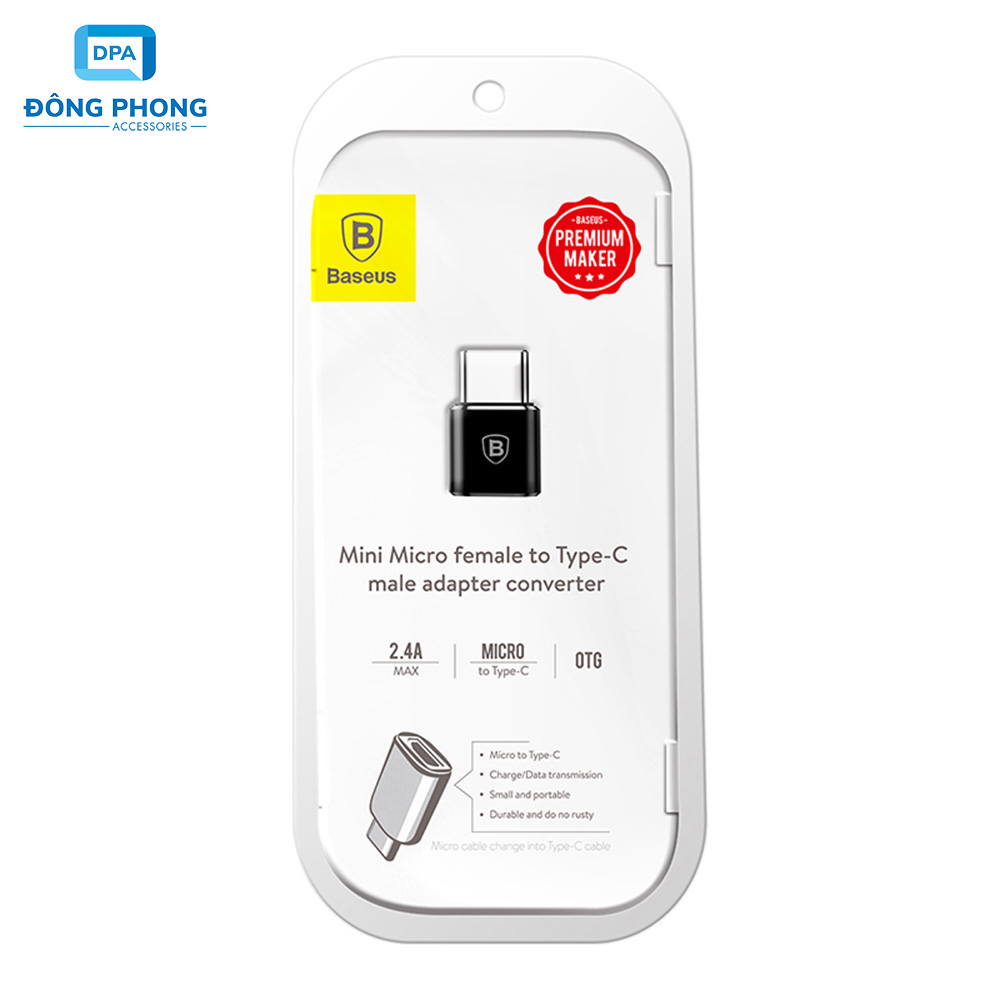Đầu Chuyển Cổng Micro USB Sang Type C Chính Hãng Baseus