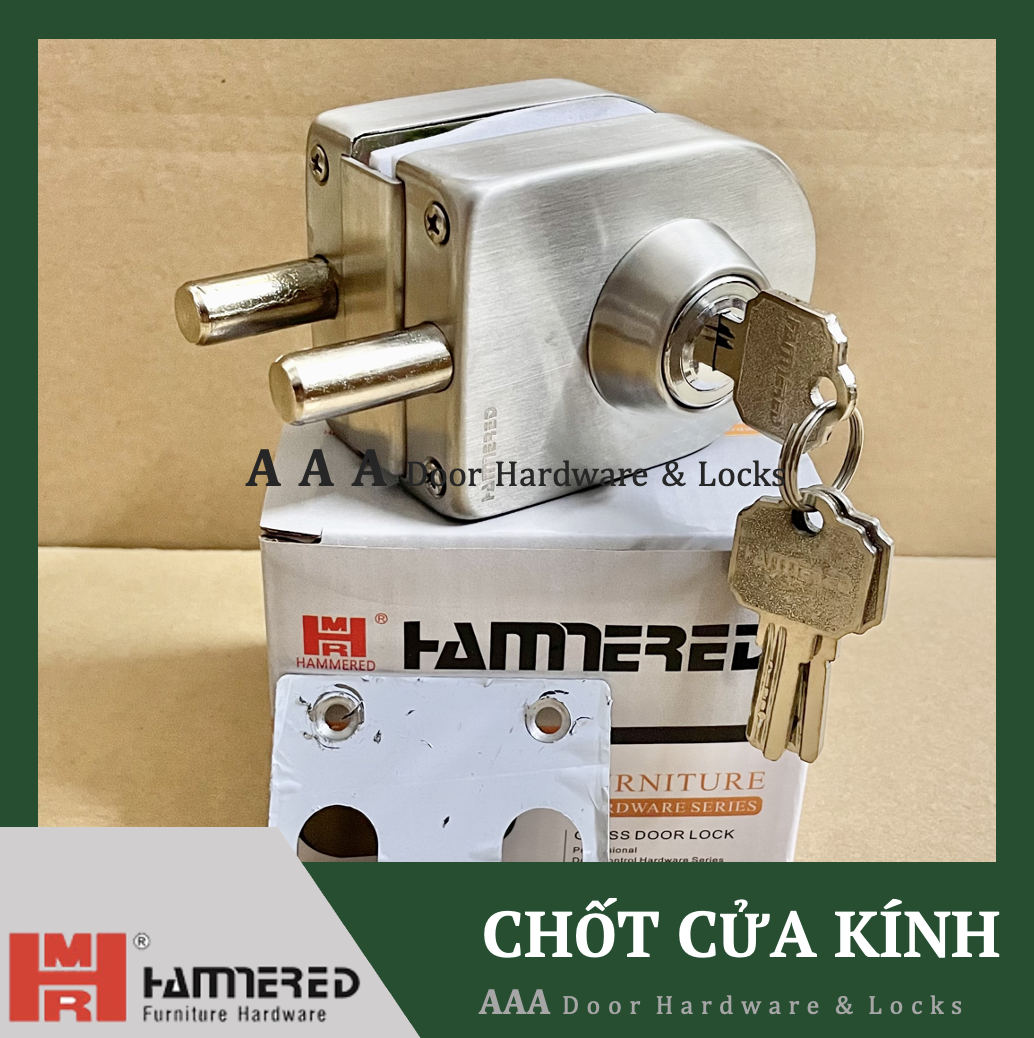 Chốt vặn có chìa cửa kính cường lực không cần khoan kính 846-03ss
