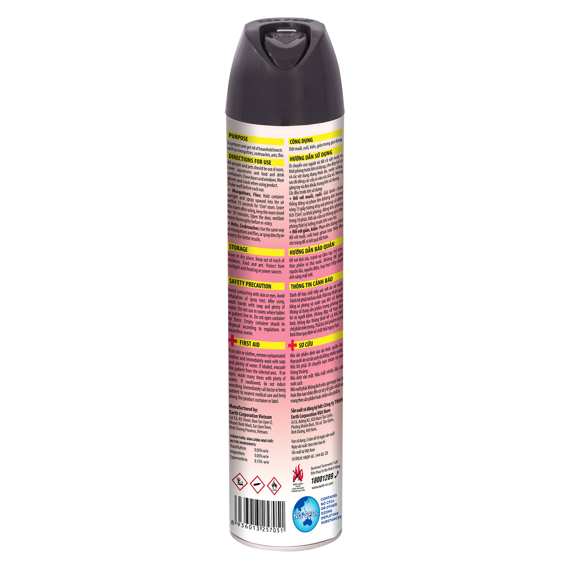 Bình xịt côn trùng RED FOXX 600ml - Hương Chanh