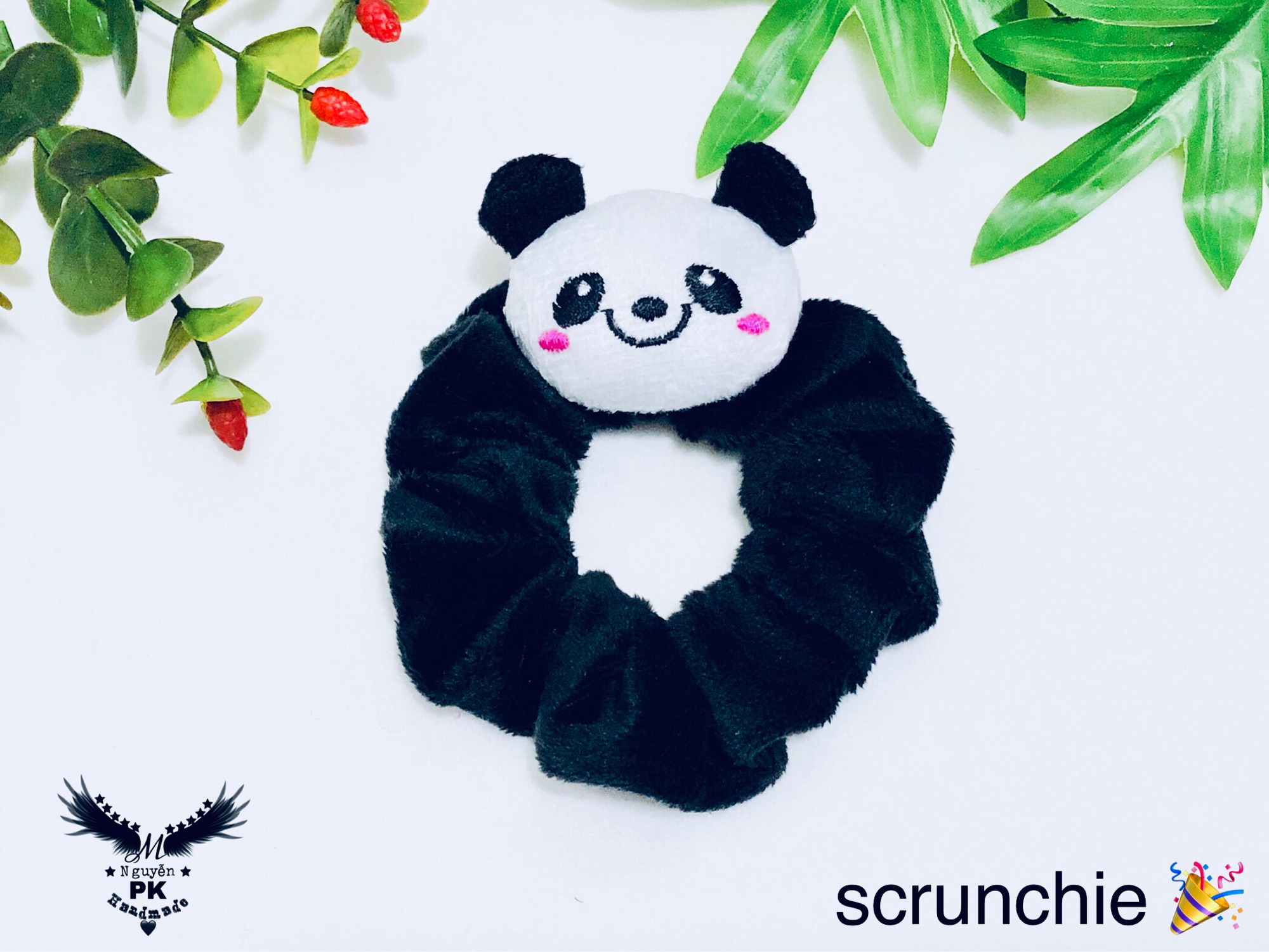 Dây cột tóc (scrunchie) hoạt hình gấu nhiều màu vải lông