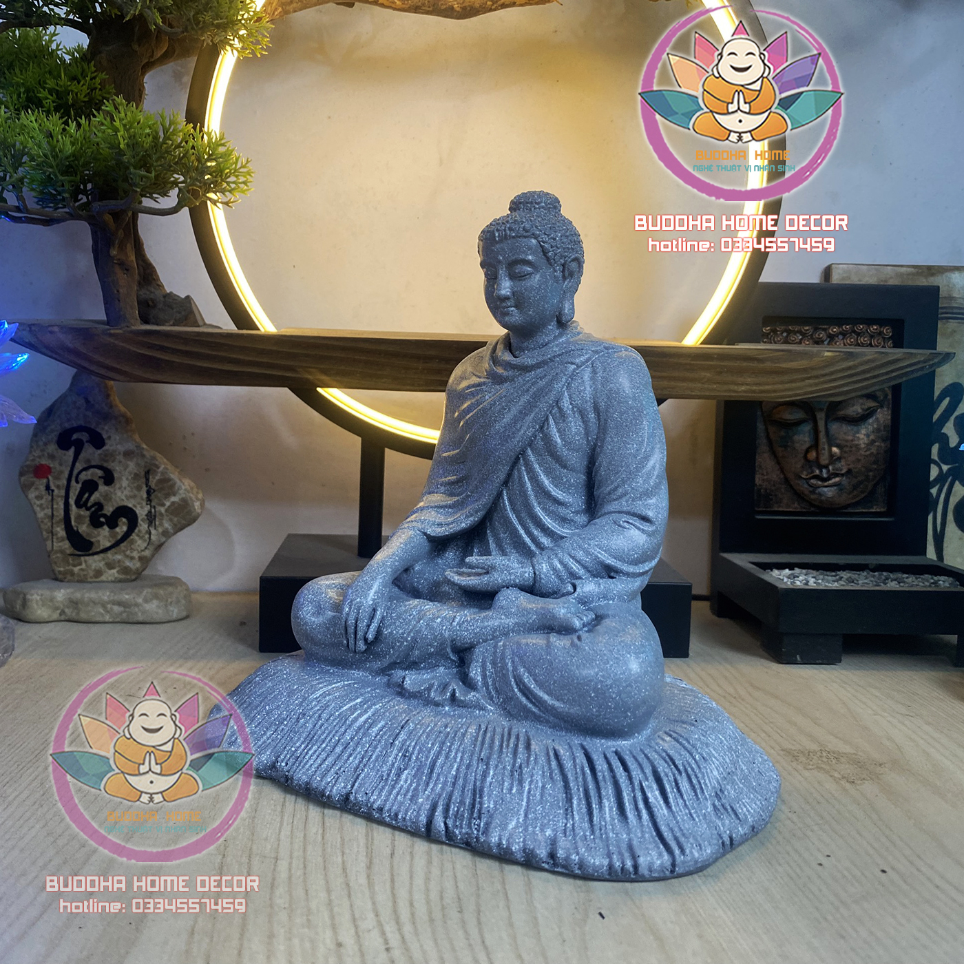 Tượng đá xám Bổn Sư Thích Ca 21 cm