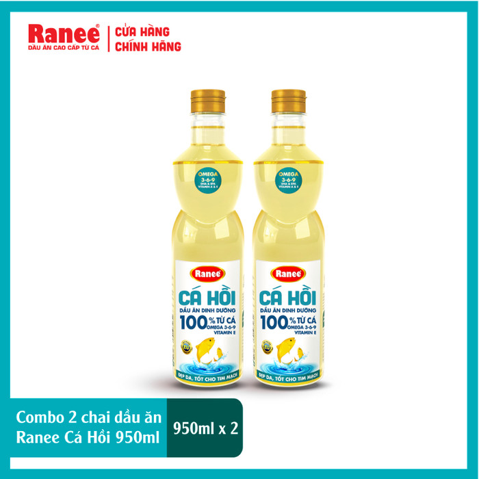 Combo 2 chai dầu ăn Ranee Cá Hồi 950ml - 1lit (950ml/chai hoặc 1 lít x 2 chai)
