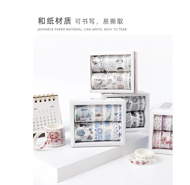 SET 10 CUỘN BĂNG DÍNH WASHI TRANG TRÍ