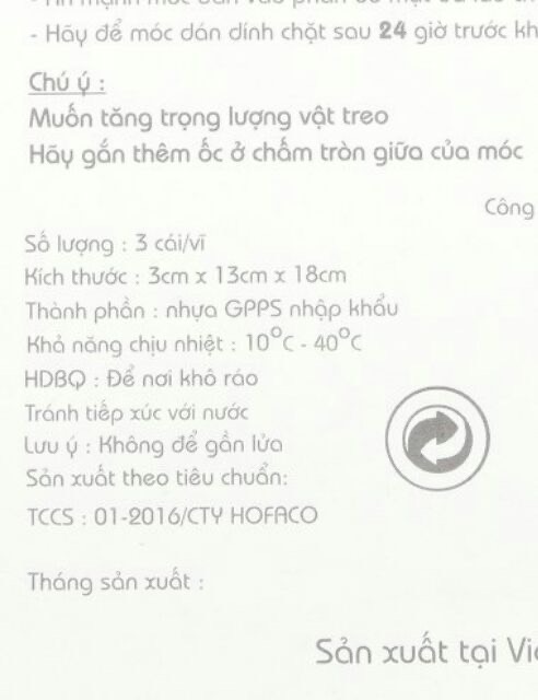 Vĩ 3 Móc dán tường siêu dính