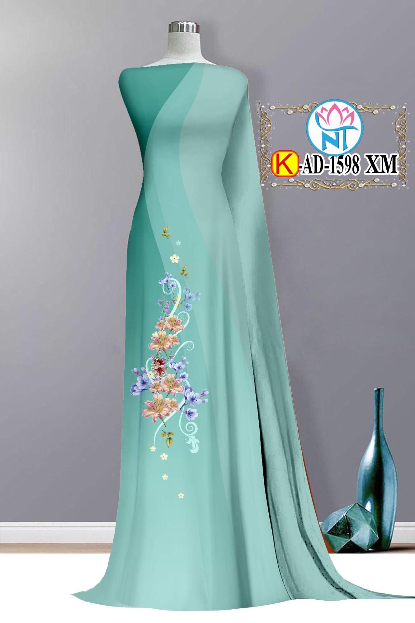 Vải áo dài 3D độc lạ đẹp - K 1598