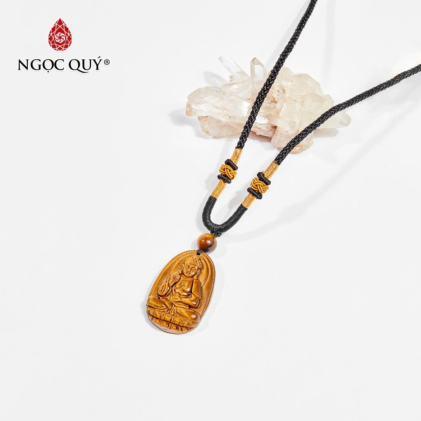 Mặt dây chuyền phật bản mệnh đá mắt hổ a di đà tuổi tuất hợi 3.6 x 2.3cm - ngọc quý gemstones