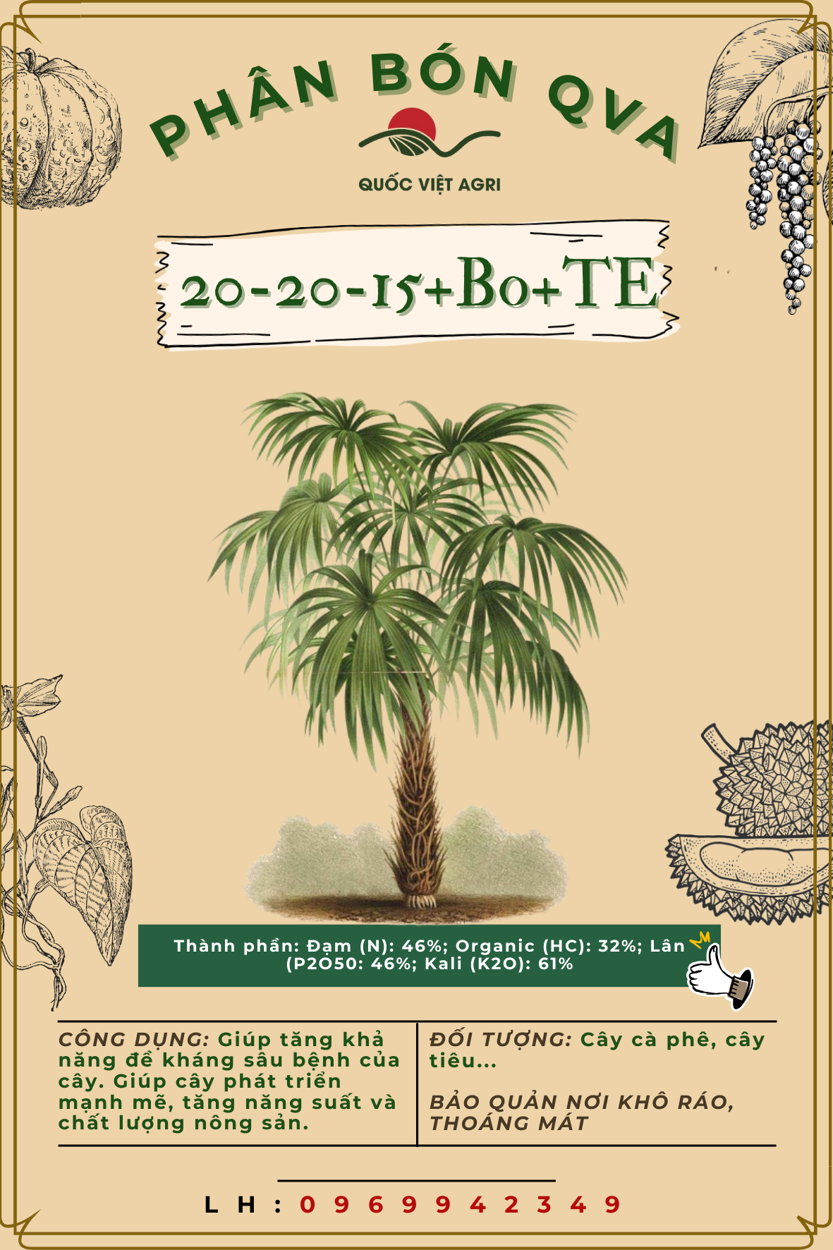 PHÂN BÓN CAO CẤP 20-20-15+Bo+TE (500g-3kg)