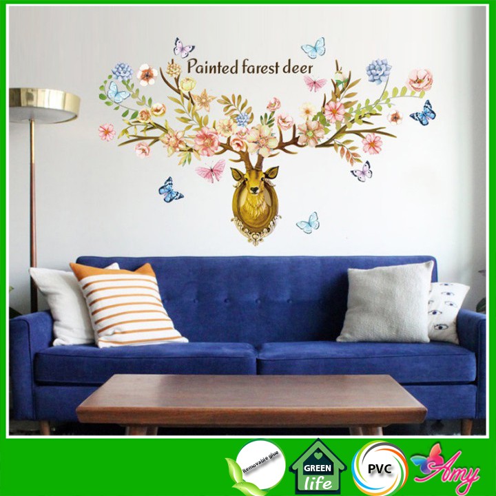 [HCM]Tranh Decal Dán Tường 3D Dán Phòng Khách Amyshop Dkn094