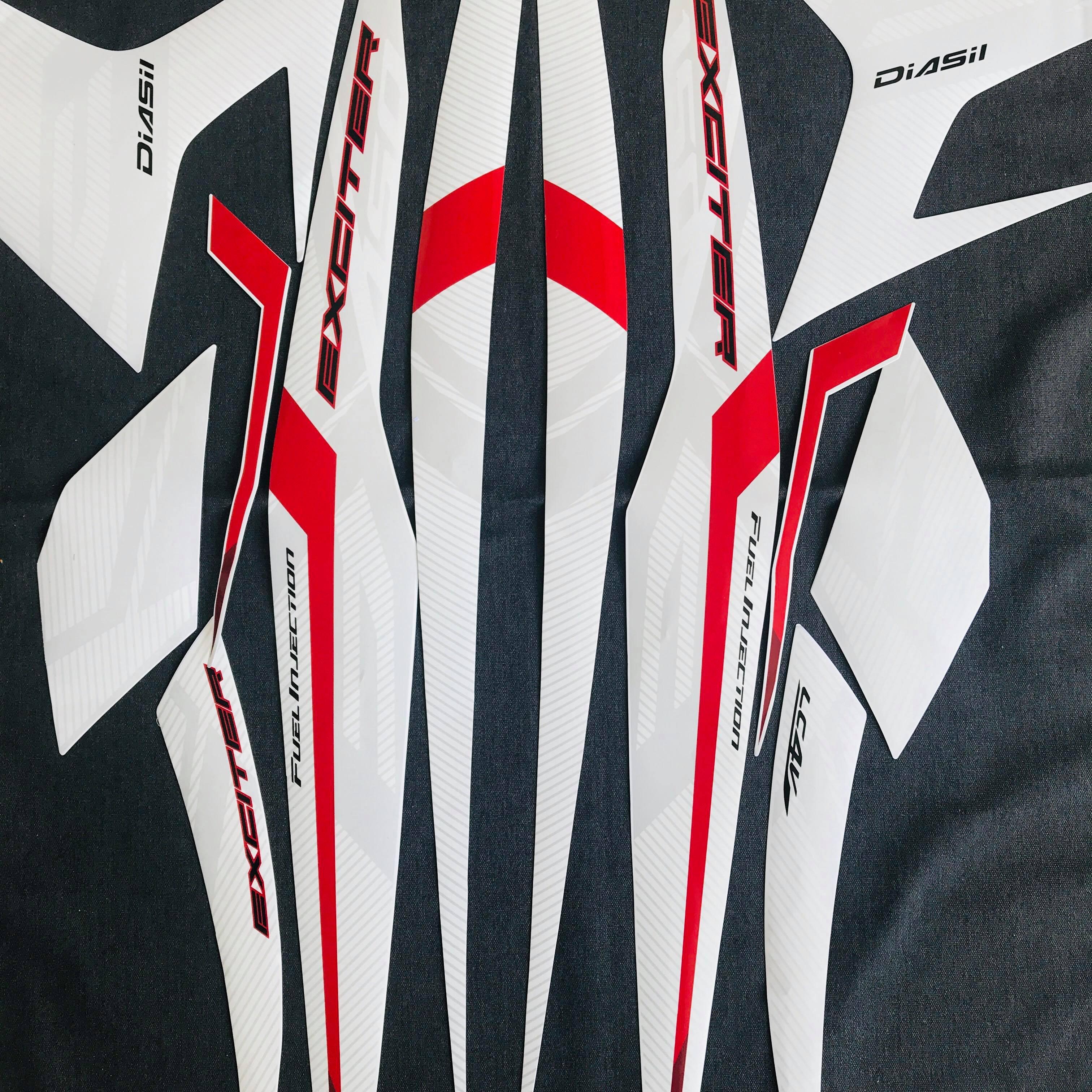 Tem rời cho EXCITER 150CC nguyên bản zin FULL 3 lớp (MÀU TRẮNG ĐỎ)